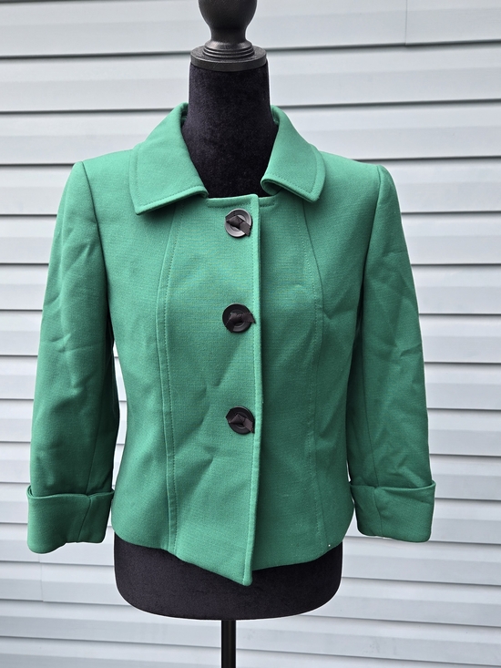 Tahari Arthur S Levine Jackets & Blazers - Tahari Arthur S. Levine Emerald Green Short Jacket Blazer Cuffed Sleeves 2P